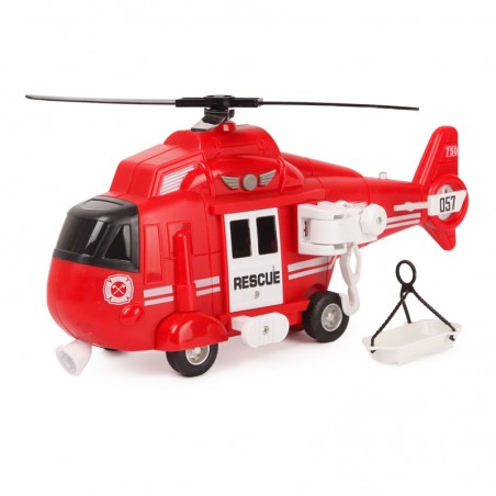 Helicòpter de rescat vermell amb so i moviment