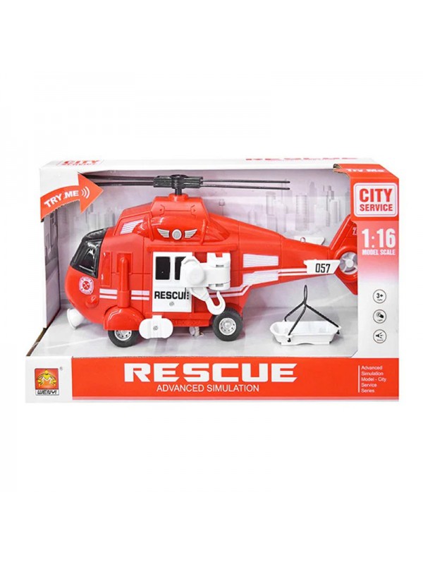 Helicòpter de rescat vermell amb so i moviment