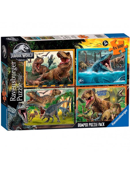 Set de 4 puzles de Jurassic World de 100 peces