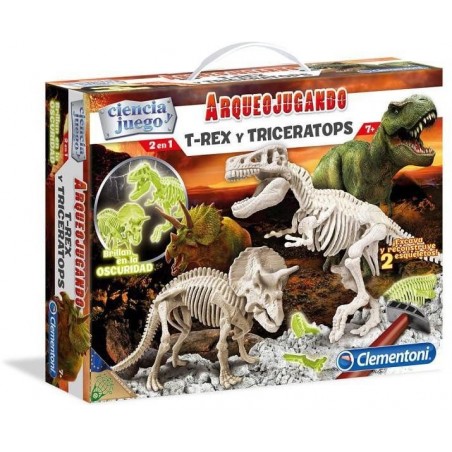 Arqueojugando T-Rex i Triceratops Fluor