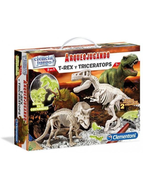 Arqueojugando T-Rex i Triceratops Fluor